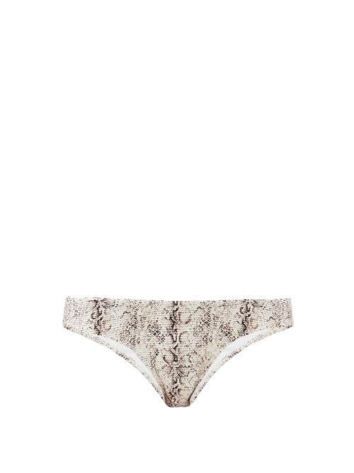 Matchesfashion.com Heidi Klein - Zambia Snake-print Bikini Briefs - Womens - Beige Multi
