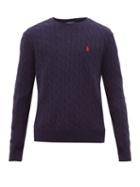 Matchesfashion.com Polo Ralph Lauren - Cable Knit Wool And Cashmere Sweater - Mens - Blue