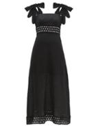 Matchesfashion.com Zimmermann - Verity Tie Shoulder Linen Maxi Dress - Womens - Black
