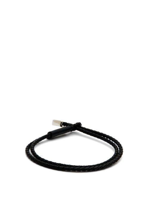 Matchesfashion.com Prada - Woven Leather Bracelet - Mens - Black