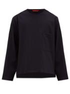 Matchesfashion.com Barena Venezia - Sirio Checked Collarless Wool Blend Shirt - Mens - Navy