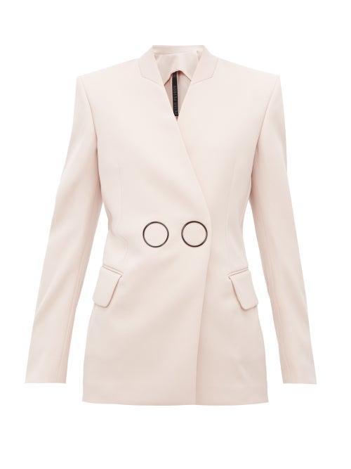 Matchesfashion.com Petar Petrov - Jestine Collarless Double Breasted Wool Jacket - Womens - Light Pink