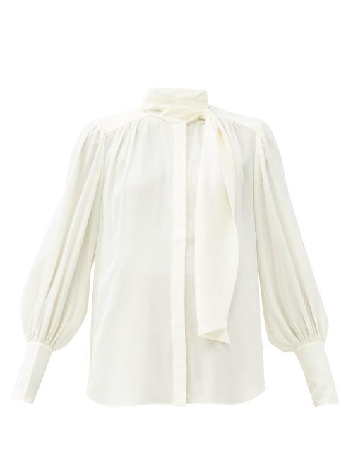 Matchesfashion.com Zimmermann - Pussy-bow Silk Blouse - Womens - Ivory