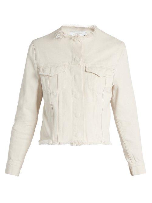 Matchesfashion.com Marques'almeida - Frayed Edge Denim Jacket - Womens - Ivory