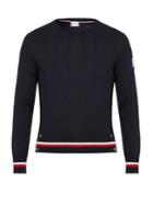 Moncler Gamme Bleu Contrast-striped Cashmere And Silk-blend Sweater