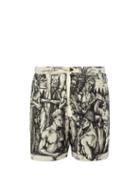 Matchesfashion.com Jw Anderson - Durer Scene Print Linen Shorts - Mens - Cream