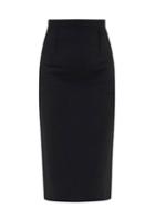 Matchesfashion.com Roland Mouret - Arreton High-rise Jersey Midi Skirt - Womens - Black