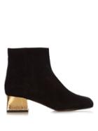 Marni Suede And Gold Block-heel Ankle Boots