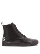 Matchesfashion.com Valentino Garavani - Vltn-logo High-top Leather Trainers - Mens - Black