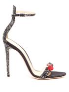 Gianvito Rossi Cherry Crystal-embellished Satin Sandals