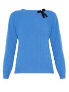 Matchesfashion.com Erdem - Dalton Bow-embellished Sweater - Womens - Blue