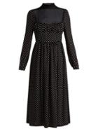 Matchesfashion.com Valentino - Polka Dot Print Silk Dress - Womens - Black White