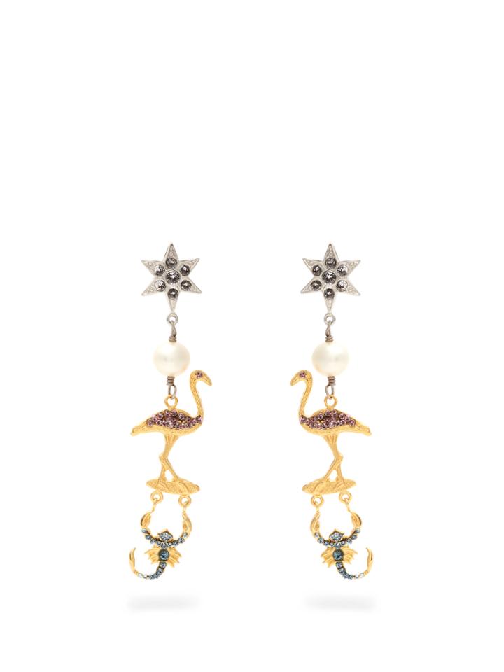 Miu Miu Flamingo And Scorpion Clip-on Earrings