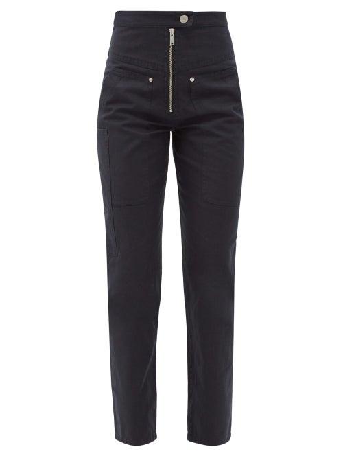 Matchesfashion.com Isabel Marant Toile - Phil High-rise Cotton-blend Tapered-leg Trousers - Womens - Black