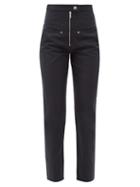 Matchesfashion.com Isabel Marant Toile - Phil High-rise Cotton-blend Tapered-leg Trousers - Womens - Black
