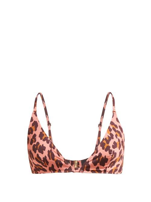 Matchesfashion.com Stella Mccartney - Ballet Leopard Print Triangle Bikini Top - Womens - Pink Multi