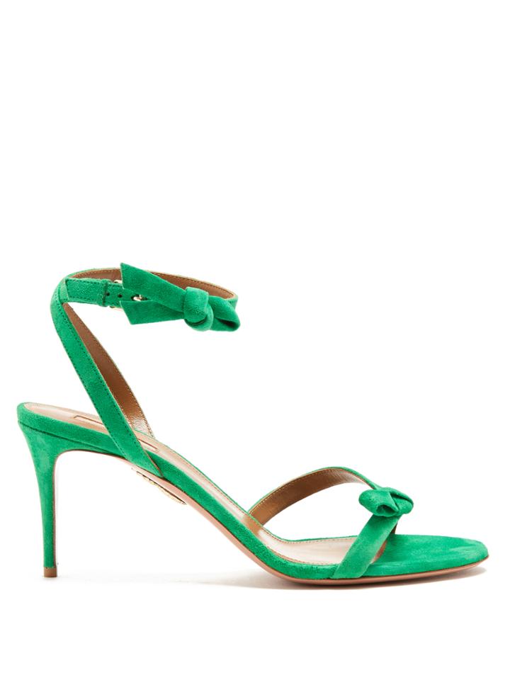 Aquazzura Passion Bow-embellished Suede Sandals