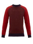 Matchesfashion.com Howlin' - Megatron Man Colour Block Wool Sweater - Mens - Burgundy Multi