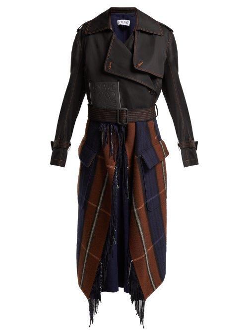 Matchesfashion.com Loewe - Checked Insert Cotton Trench Coat - Womens - Black Brown