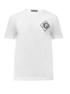 Matchesfashion.com Dolce & Gabbana - Monogram-embroidered Cotton-jersey T-shirt - Mens - White