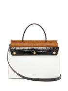 Matchesfashion.com Burberry - Title Panelled Leather Small Bag - Womens - White Multi
