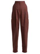 Matchesfashion.com Tibi - Checked Twill Tapered Trousers - Womens - Brown Multi