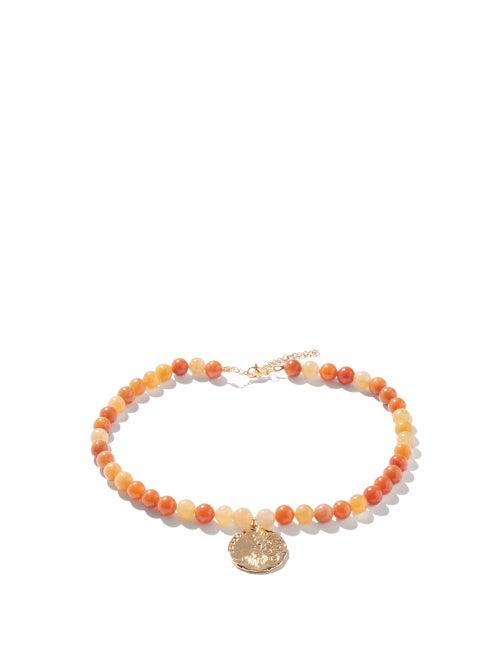 By Alona - Phoenix Sapphire, Agate & 18kt Gold-plated Choker - Womens - Orange Gold