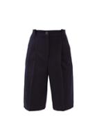 Matchesfashion.com Loewe - High-rise Pleated Wool-fresco Shorts - Womens - Dark Blue