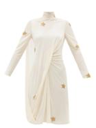 Burberry - Star-appliqu Asymmetrical Crepe Dress - Womens - Cream