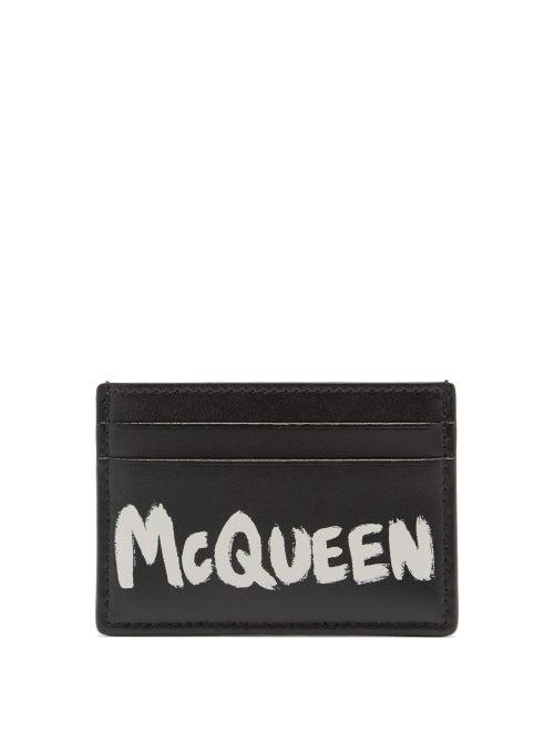 Ladies Accessories Alexander Mcqueen - Graffiti-logo Leather Cardholder - Womens - Black White