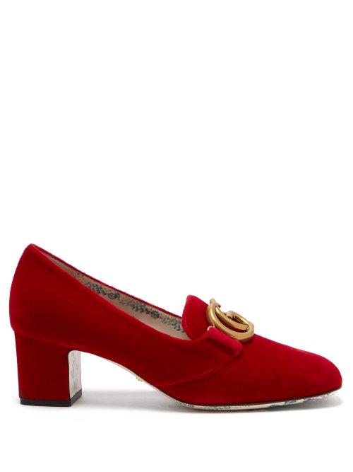 Matchesfashion.com Gucci - Victoire Gg Velvet Pumps - Womens - Red