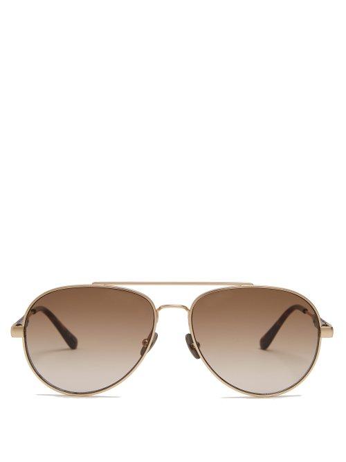Matchesfashion.com Bottega Veneta - Aviator Frame Metal Sunglasses - Mens - Gold