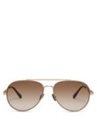 Matchesfashion.com Bottega Veneta - Aviator Frame Metal Sunglasses - Mens - Gold