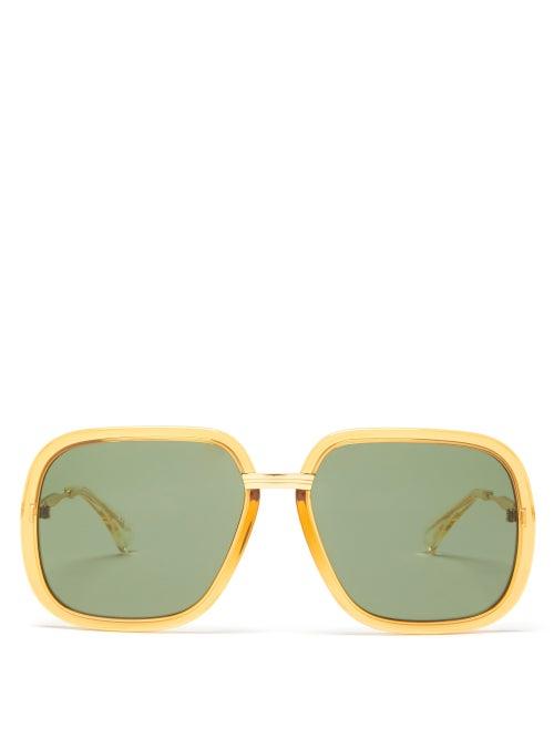 Matchesfashion.com Gucci - Square Metal Sunglasses - Mens - Yellow Gold