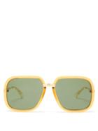 Matchesfashion.com Gucci - Square Metal Sunglasses - Mens - Yellow Gold