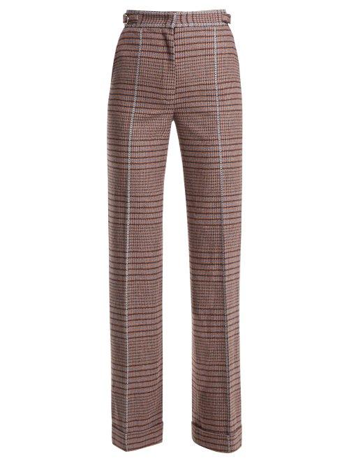 Matchesfashion.com Gabriela Hearst - Shipton High Rise Wool Blend Trousers - Womens - Burgundy Multi