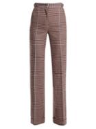 Matchesfashion.com Gabriela Hearst - Shipton High Rise Wool Blend Trousers - Womens - Burgundy Multi
