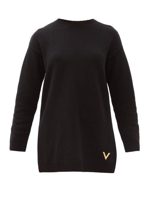 Matchesfashion.com Valentino - V-logo Cashmere Sweater - Womens - Black