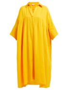 Matchesfashion.com Rhode Resort - Leo Crinkle Cotton Gauze Dress - Womens - Yellow