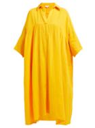 Matchesfashion.com Rhode Resort - Leo Crinkle Cotton Gauze Dress - Womens - Yellow
