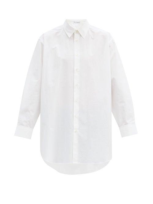 Matchesfashion.com Jw Anderson - Oversized Curved-hem Cotton-poplin Shirt - Mens - White