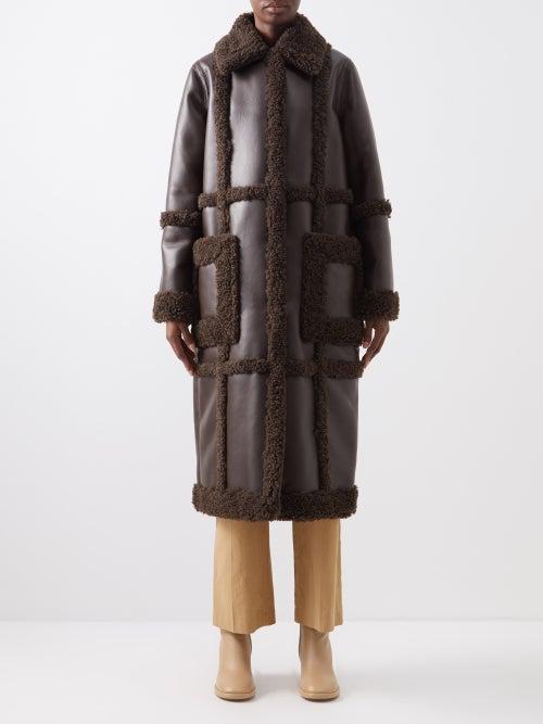 Stand Studio - Patrice Faux-leather Coat - Womens - Dark Brown