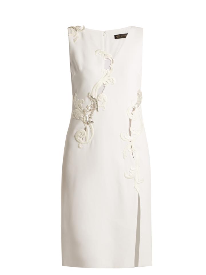 Versace Embroidered Sleeveless Silk-cady Dress