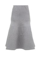 Matchesfashion.com Vika Gazinskaya - Trumpet Hem Cotton Blend Jersey Midi Skirt - Womens - Grey