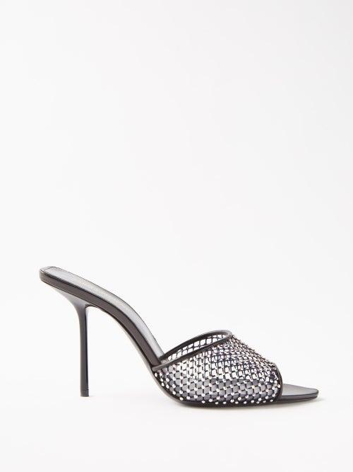 Saint Laurent - Luz 95 Crystal-embellished Mules - Womens - Black