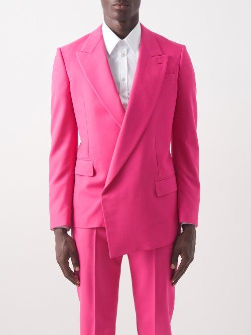 Alexander Mcqueen - Asymmetric Wool-serge Suit Jacket - Mens - Bright Pink