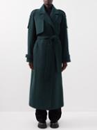 The Frankie Shop - Suzanne Belted Wool-felt Trench Coat - Womens - Dark Green