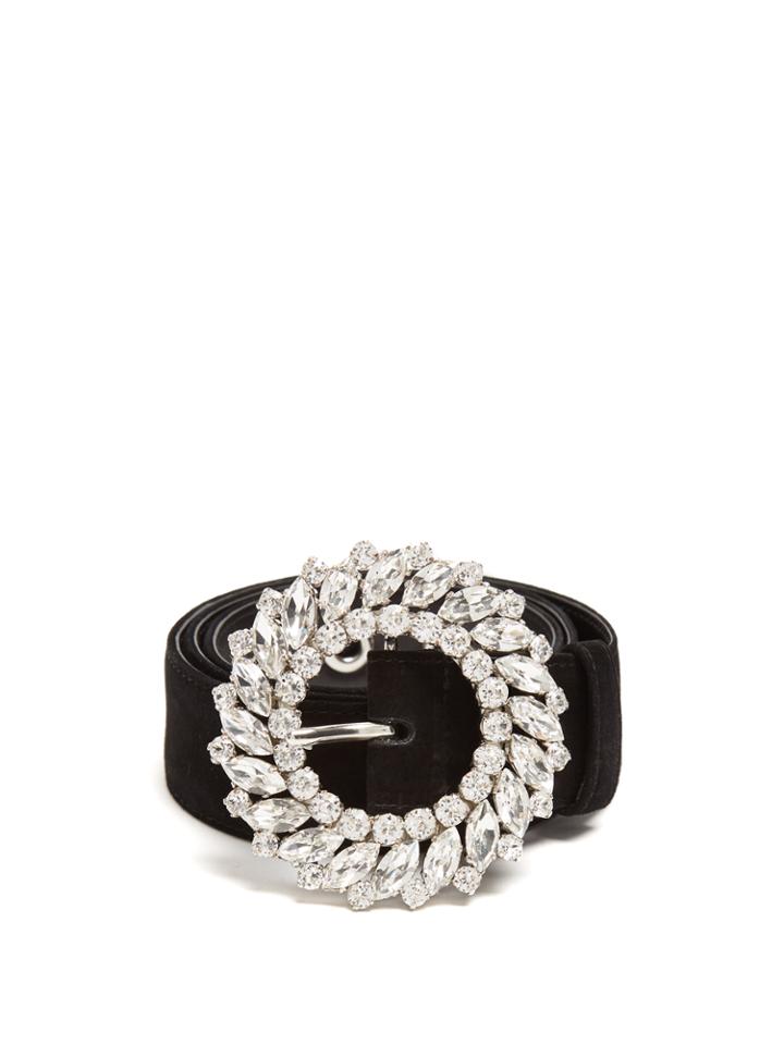 Miu Miu Crystal-embellished Suede Belt