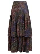 Matchesfashion.com Chlo - Abstract Print Voile Maxi Skirt - Womens - Navy Multi