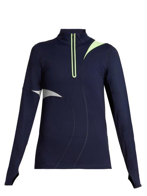 Matchesfashion.com Laain - Suzanne Half Zip Strech Top - Womens - Navy Multi
